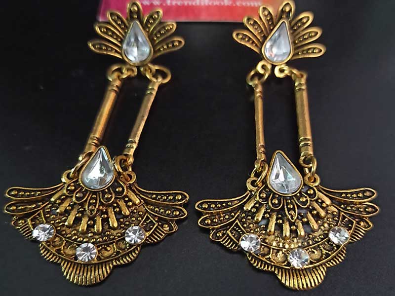 Premium Temple Jewellery Lakshmi Ear Studs Antique Gold Traditional Designs  ER1954