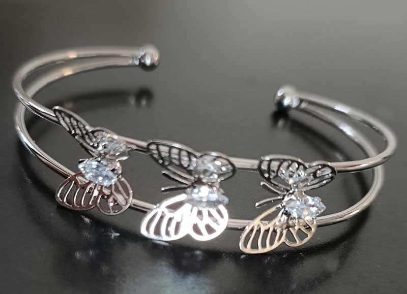 Lilia bracelet, Butterfly, White, Rhodium plated | Swarovski