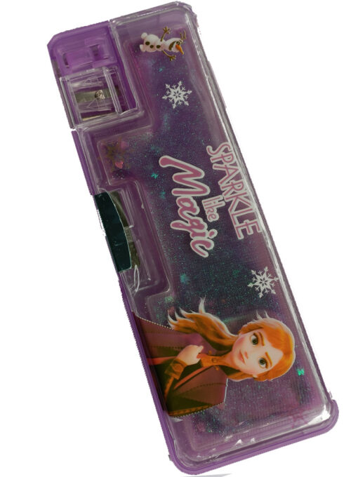 Trendilook Frozen Magnetic Dual Side Violet Glitter Water Cover Pencil Box