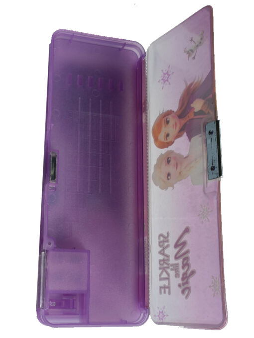 Trendilook Frozen Magnetic Dual Side Violet Glitter Water Cover Pencil Box